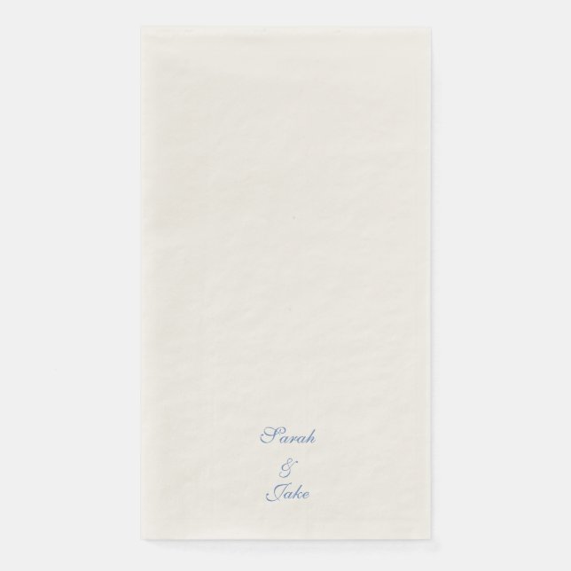 Blue Text Cream Wedding Napkin (Front)