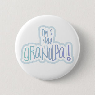 Blue Text I'm a New Grandpa 6 Cm Round Badge