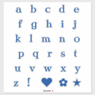 Blue Text Letters   Monogram Alphabet Stickers
