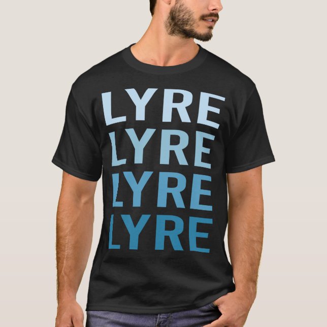 Blue Text Lyre T-Shirt (Front)