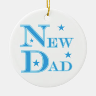 Blue Text New Dad Gifts Ceramic Tree Decoration