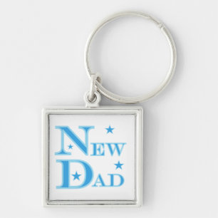 Blue Text New Dad Gifts Key Ring