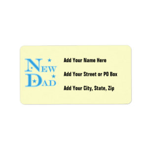 Blue Text New Dad Gifts Label