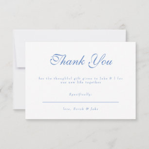 Blue Text White Wedding Thank You Card