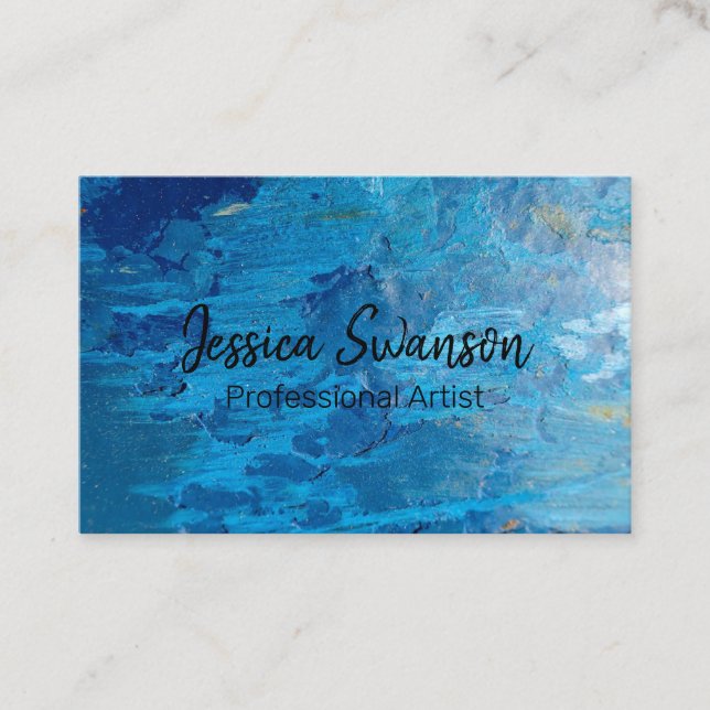Blue Texture Artwork Background Business Card (Front)