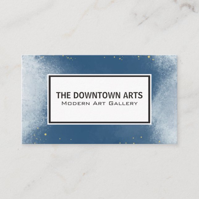 Blue Texture Background | Gold Specks Business Card (Front)