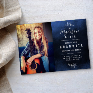 Blue Texture Background Graduation Announcement