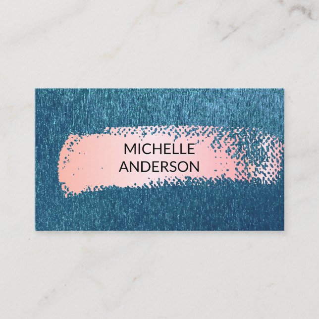 Blue Texture Background | Pink Brushed Business Card (Front)