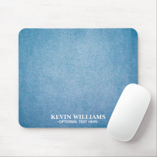 Blue Texture Leather Personalised Mouse Mat