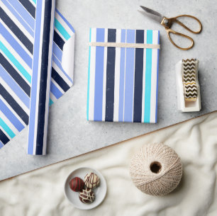 Blue Texture Stripes Pattern Wrapping Paper