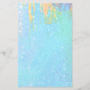 Blue Textured Background with Tiny White Hearts Stationery