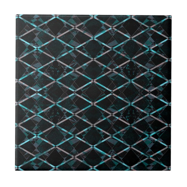 Blue textured diamond pattern tile (Front)