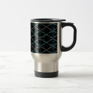 Blue textured diamond pattern travel mug