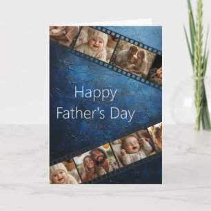 Blue Textured Film Strip Photo Fathers Day Card