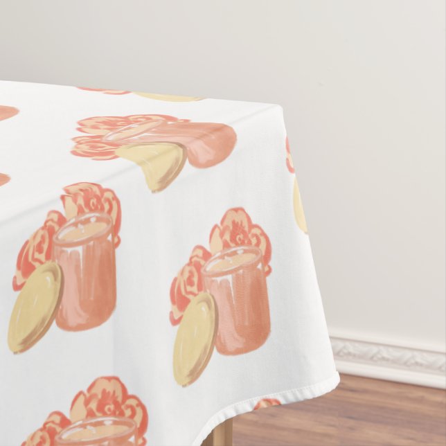 Blue Textured Hand-drawn Bridal Bouquet  Tablecloth (In Situ)