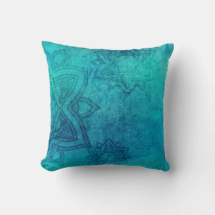 Blue Textured Lotus Cushion