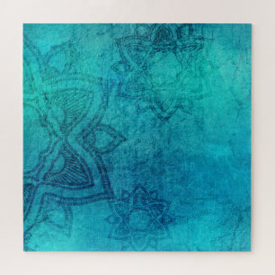 Blue Textured Lotus Jigsaw Puzzle