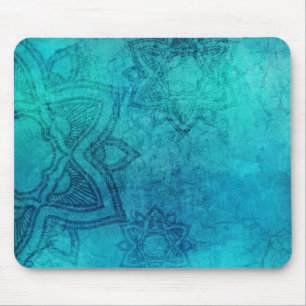 Blue Textured Lotus Mouse Mat