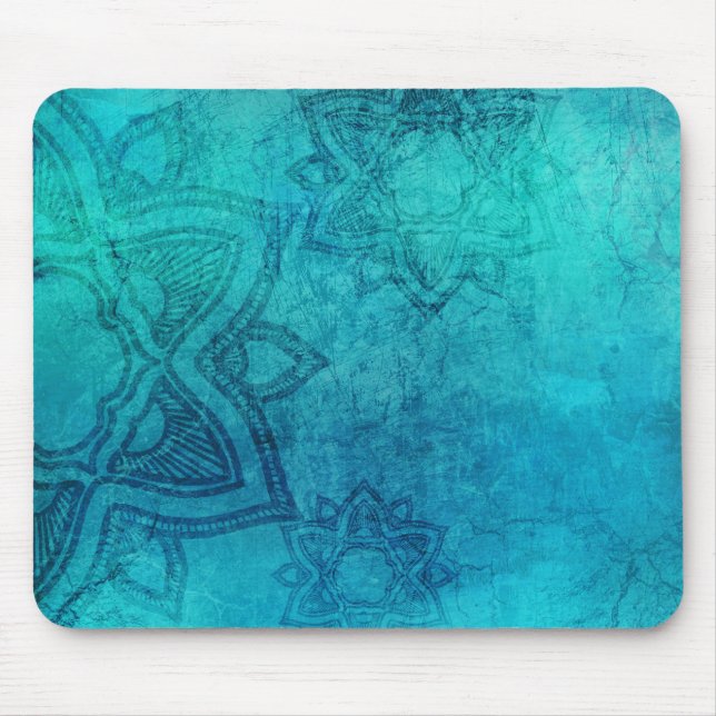 Blue Textured Lotus Mouse Mat (Front)