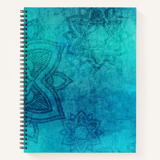 Blue Textured Lotus Notebook (Front)