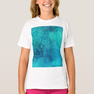 Blue Textured Lotus T-Shirt