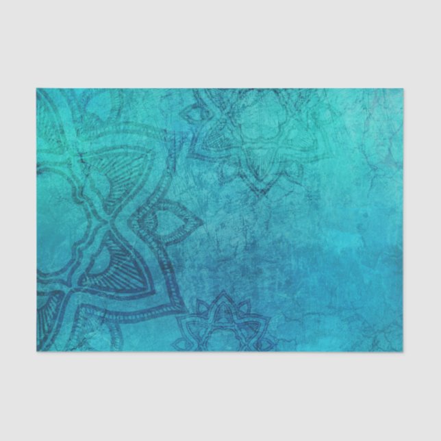 Blue Textured Lotus Tissue Paper (Front)