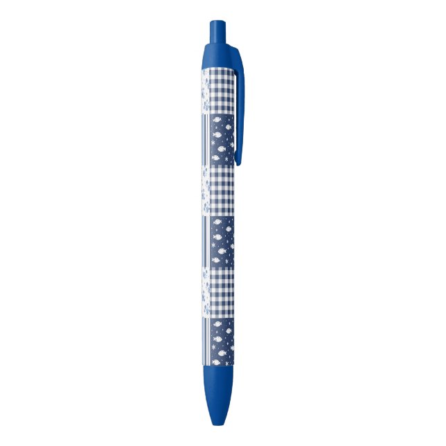 Blue Textures Black Ink Pen (Bottom (Vertical))