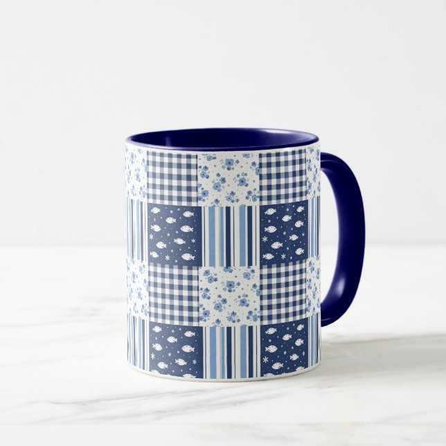 Blue Textures Mug (Front Right)