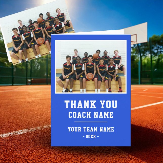 Blue Thank you Coach Card Team Name Photo (Creator Uploaded)