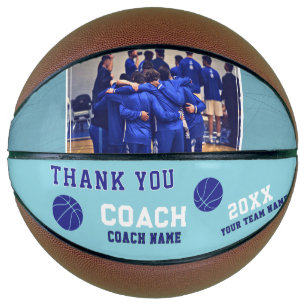 Blue Thank you Coach Sign Team Photo Basketball