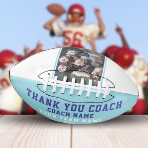 Blue Thank you Coach Team Name and Team Photo American Football