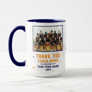 Blue Thank you Coach Team Name Photo Mug