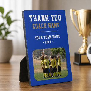 Blue Thank you Coach Team Name Photo Plaque