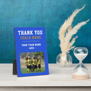 Blue Thank you Coach Team Name Photo Plaque
