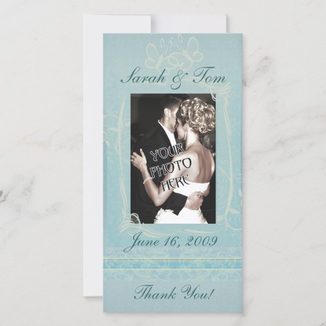 Blue Thank You Customised Photo Card (Front)