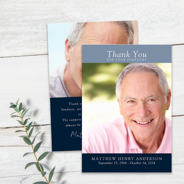 Blue Thank You for Your Sympathy Photo Card (Creator Uploaded)