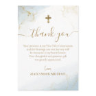 Blue Thank You Gold Cross Boy First Holy Communion