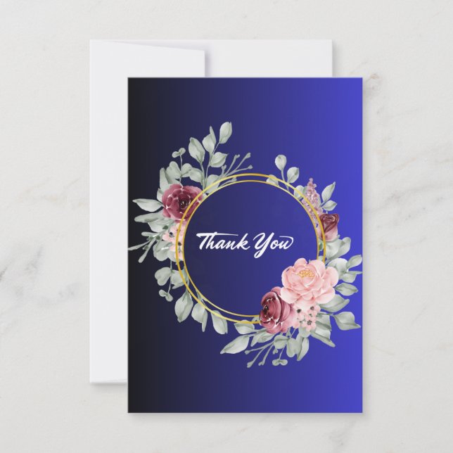 Blue thank you greeting cards  (Front)