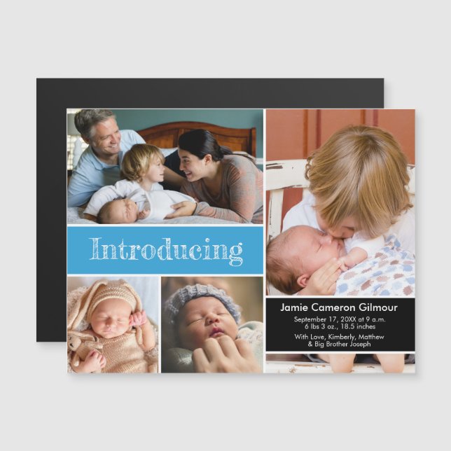 Blue Thank You Introducing Second baby Photos (Front/Back)