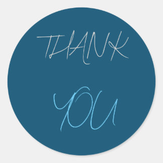 Blue Thank You Modern Minimalist Plain Classic Round Sticker