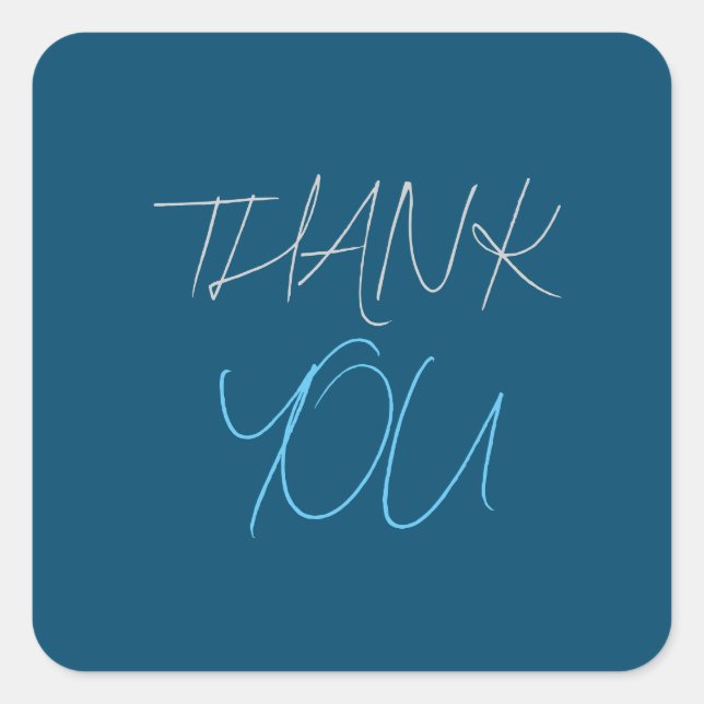 Blue Thank You Modern Minimalist Plain Square Sticker (Front)