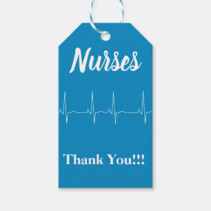 Blue Thank You Nurses Heartbeat Gift Tags