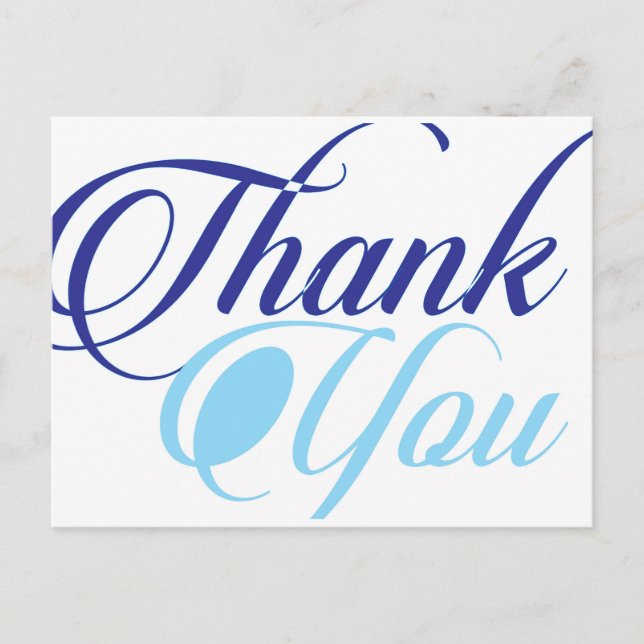 Blue thank you script typography postcard (Front)