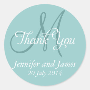 Blue Thank You Wedding Favour Stickers