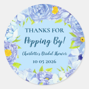 Blue Thanks for Popping By Bridal Shower Tag