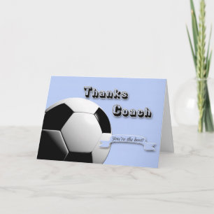 Blue Thanks Soccer Coach Thank You Card