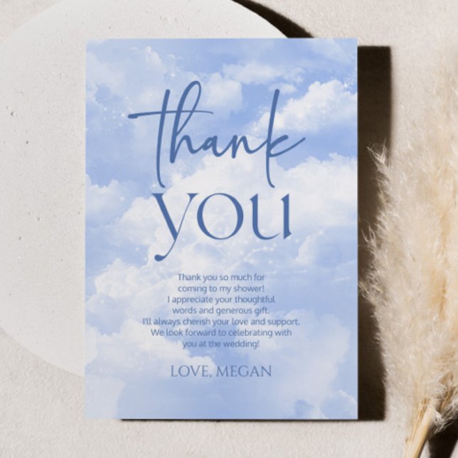 Blue The Bride Is On Cloud Nine Bridal Shower Thank You Card (Creator Uploaded)