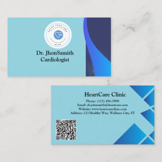 Blue theme Customised Logo QR Doctor Business Card
