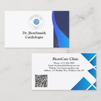 Blue theme Customised Logo QR Doctor Business Card