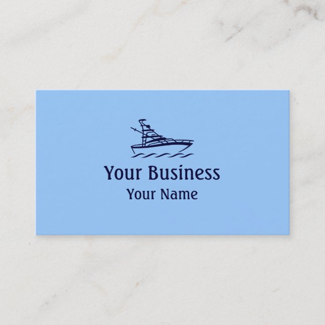 Blue theme speedboat custom business cards (Front)